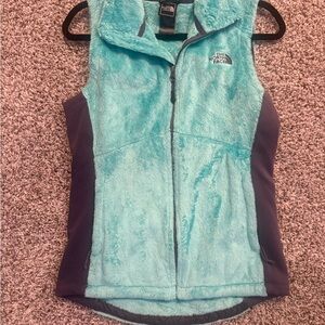 The North Face Aqua and Charcoal Fleece Vest